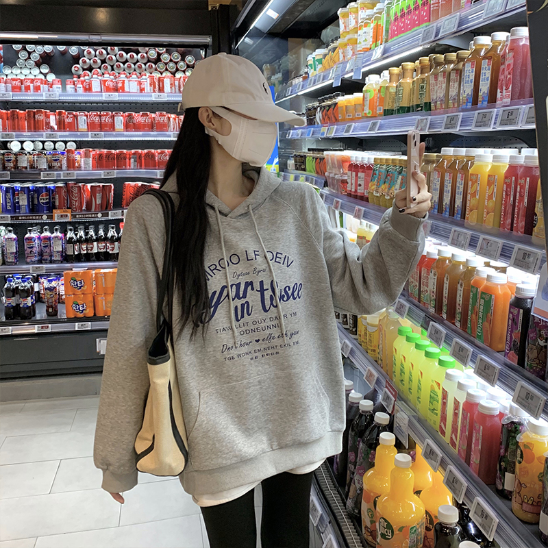 2025胖晶晶大码女装卫衣秋冬休闲印花宽松型连帽卫衣 加绒加厚