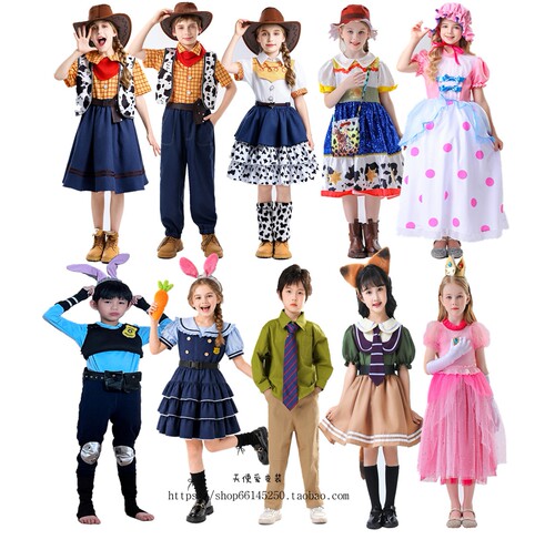 万圣节迪士尼玩具总动员白雪公主裙胡迪牛仔裙COSPLAY演出服装