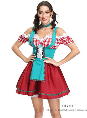 万圣节巴伐利亚慕尼黑啤酒节服装斜肩女仆装COSLAY派对演出服装