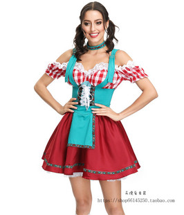 COSLAY派对演出服装 万圣节巴伐利亚慕尼黑啤酒节服装 斜肩女仆装