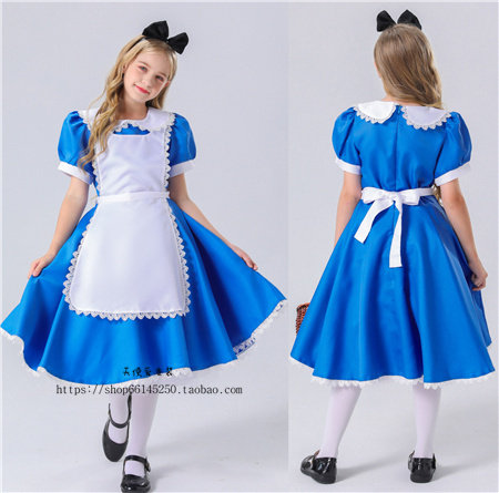 万圣节迪士尼儿童爱丽丝女仆装女佣服装小红帽COSPLAY电影演出服