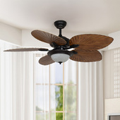 变频静音美式 电风扇灯餐厅客厅复古吊扇灯卧室装 饰遥控家用带吊灯