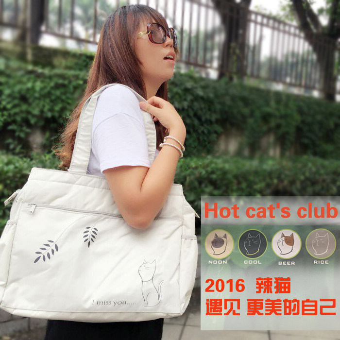 辣猫超大单肩布包女包 韩国小清新文艺ol通勤大挎包女韩版 简约潮
