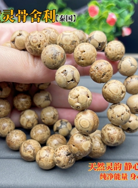 天然灵韵黄灵骨舍利手链能量石