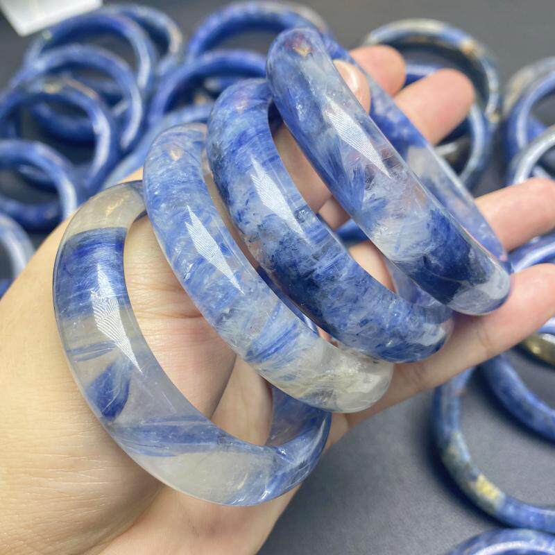 天然蓝晶石手镯猫眼效应强图片