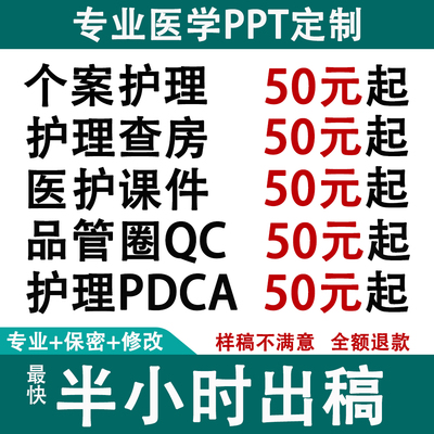 帮代做医护理ppt制作代写护理查房个案竞聘进修汇报总结pdca美化