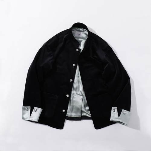 MUSLUN缪伦设计师款秋冬新款丝绒醋酸新中式男外套立领