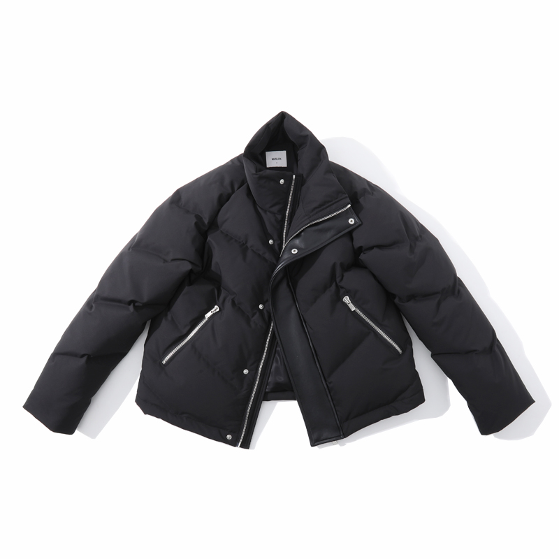 升级版加厚90白鹅绒拼皮羽绒服进口五金excella拉链一线东丽面料