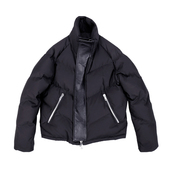 潮WOO专属 MUSLUN设计师冬白鹅绒短款 羽绒服男拉链拼羊皮厚外套