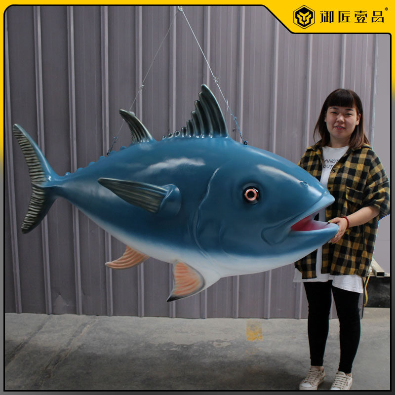 2米玻璃钢深海鱼博物馆海洋馆展示模型海鲜大鱼鲨鱼雕塑厂家定制