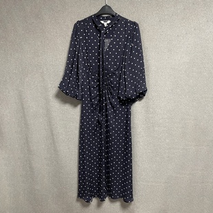 复古波点V领系带收腰气质优雅中长款 新款 连衣裙 春秋夏季 欧美时尚