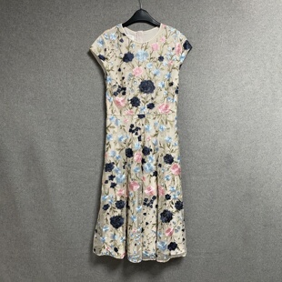 法式 新款 浪漫风立体花卉网纱刺绣收腰显瘦圆领连衣裙 夏季 欧美时尚