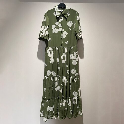 夏季法式复古印花收腰蛋糕连衣裙