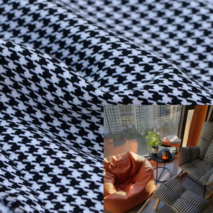 千鸟格沙发布料棉麻面料加厚格子粗布布料抱枕手工自制沙发套布料