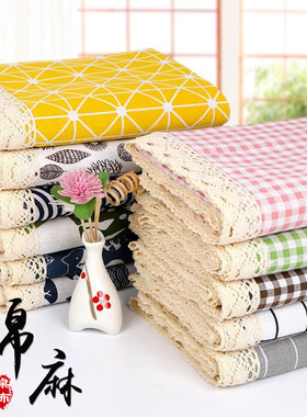 棉麻桌布ins风日系小清新长方形茶几台布餐桌书桌垫家用防尘盖巾