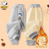 2025新款 史努比男童加绒裤 秋冬款 卫裤 儿童一体绒中大童 子运动裤