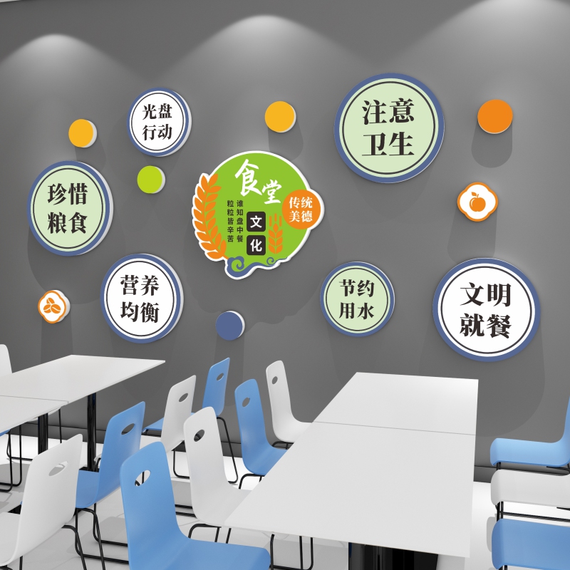珍惜节约粮食贴纸员工饭堂餐厅文化墙面装饰布置光盘行动宣传标语