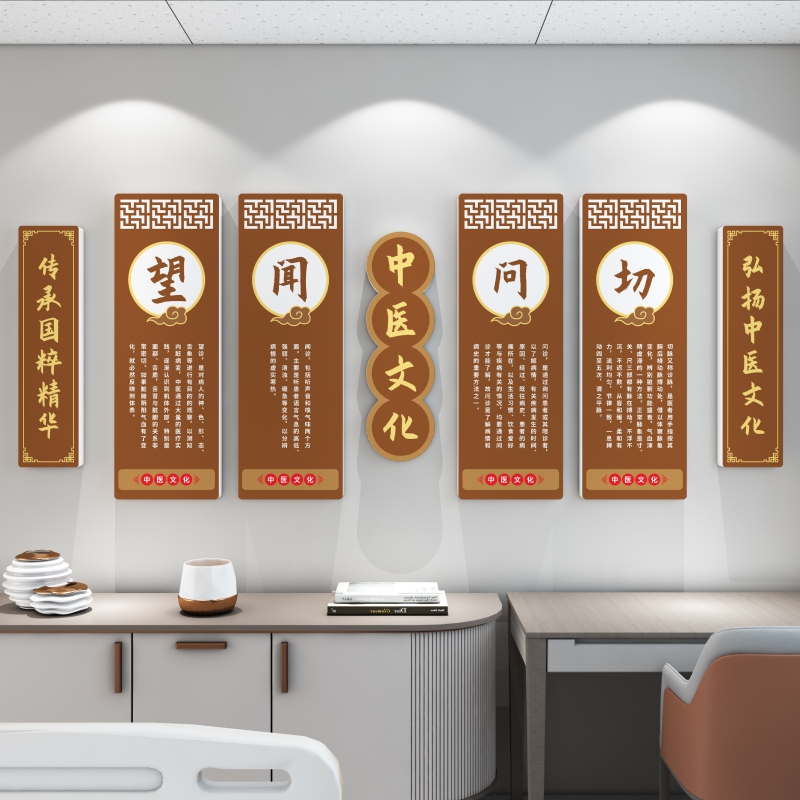 中医馆医院背景墙墙贴中医药形象墙医生办公室文化墙养生馆装饰画