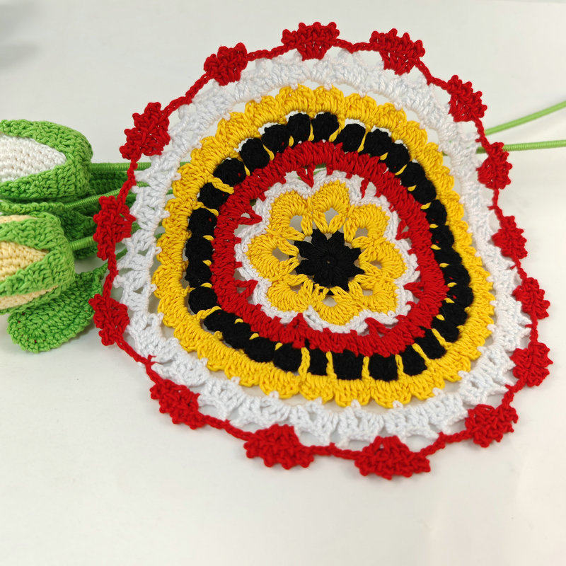 钩花手工成品勾碟垫隔热垫大餐垫杯垫手工编织蕾丝线柔软曼陀罗垫