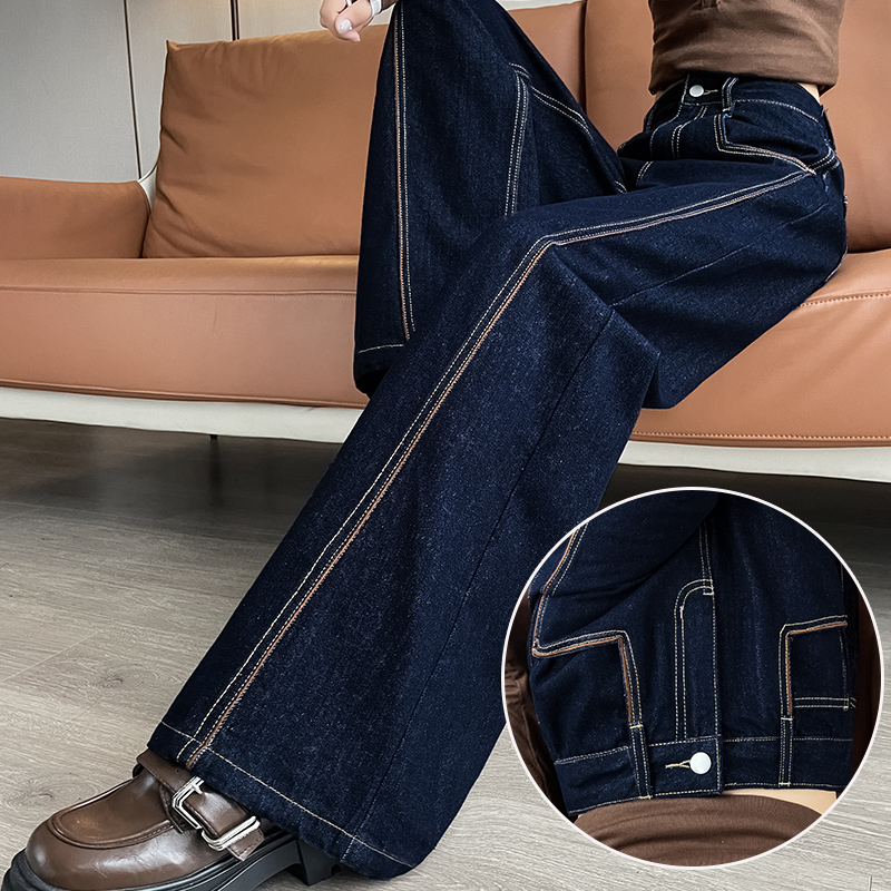 高级感阔腿香蕉牛仔裤女弯刀裤子