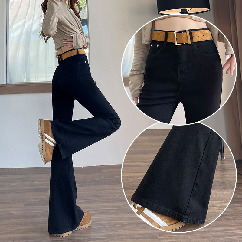 微喇牛仔裤加厚秋冬美式女喇叭裤
