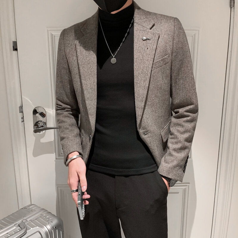 秋冬社会小伙皮衣夹克西装单西修身西服A236-XZ-190-P155控198,男装夹克,电商A236