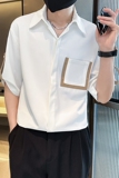 夏季轻熟店主小伙纯色宽松休闲短袖衬衫男衬衣A236-C03-P55-控68，男装T恤，电商A236