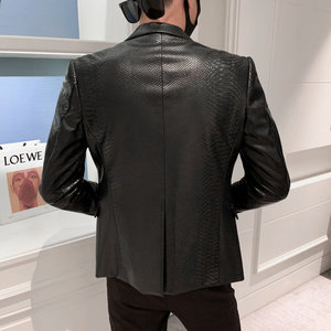 秋冬社会小伙皮衣夹克西装单西修身 西服 A236-XZ-159-P130 控168图片