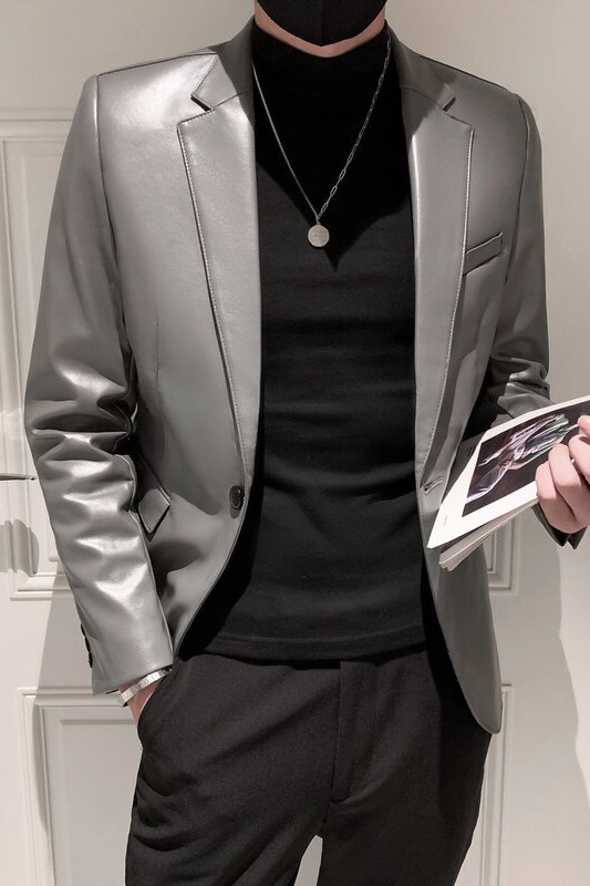 秋冬社会小伙皮衣夹克西装单西修身西服A236-XZ-159-P130控168,男装夹克,电商A236
