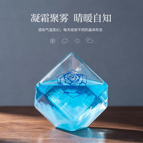 水立方蓝色玫瑰风暴瓶创意礼物