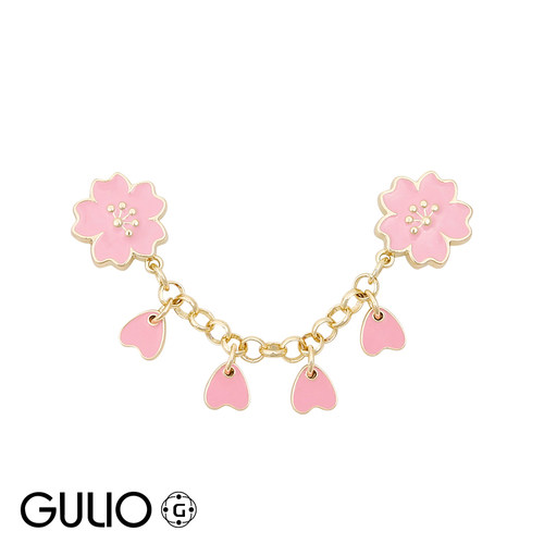 GULIO金属樱花鞋扣粉色爱心链条鞋花DIY可拆卸装饰卡扣 适配Cross