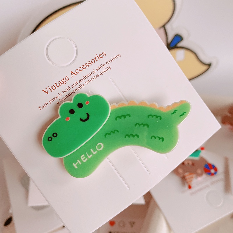 HD9464A015小鳄鱼猫咪小狗发夹趣味小众创意侧边夹碎发刘海夹头饰