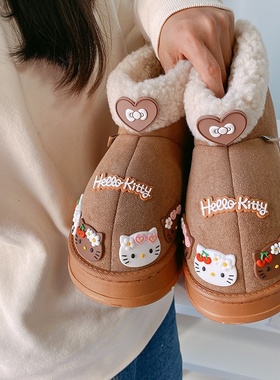 HD12188韩系ins风加绒棉拖鞋高帮雪地靴秋冬保暖棉鞋可爱棉拖鞋