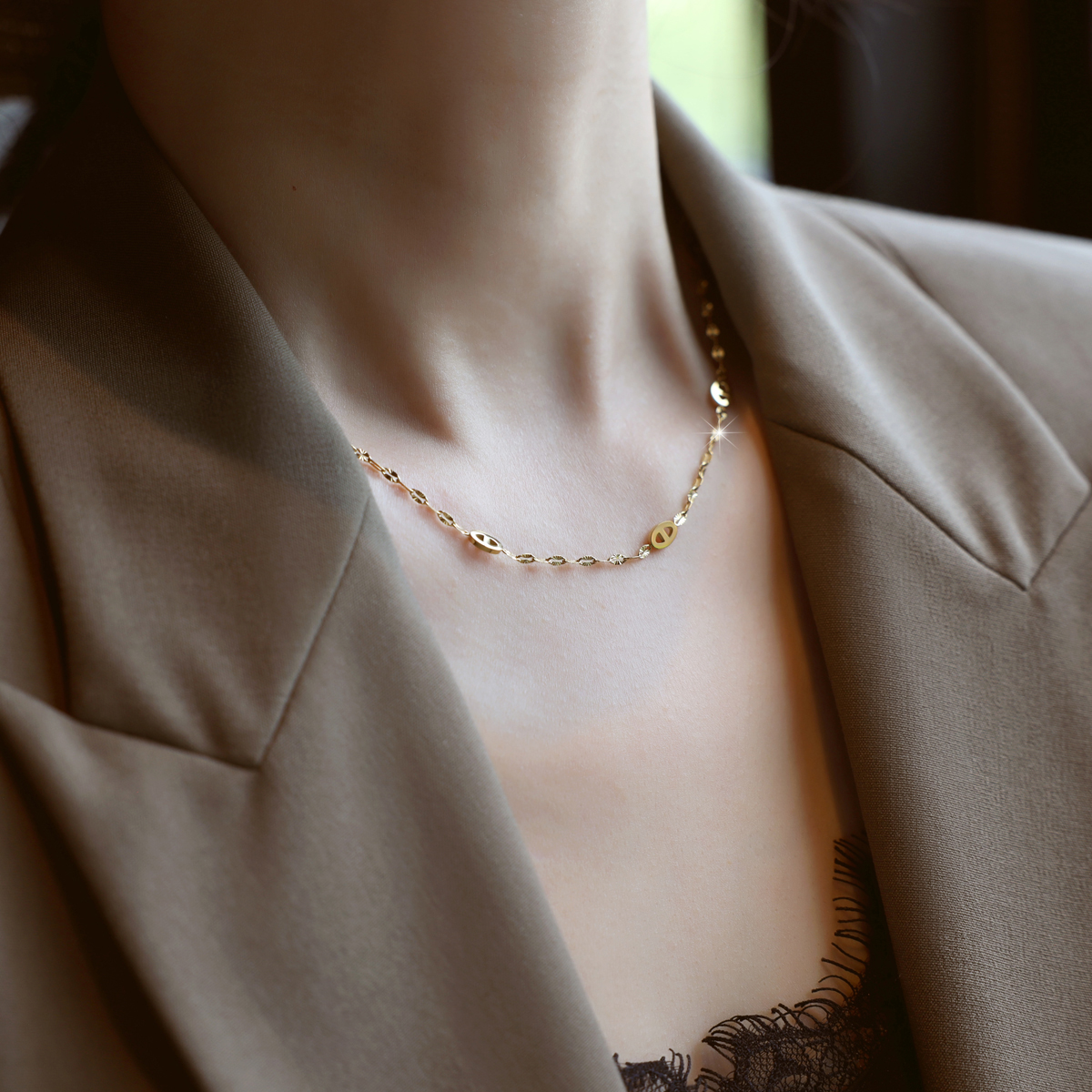 ZOXI爆闪满天星猪鼻子项链配饰女