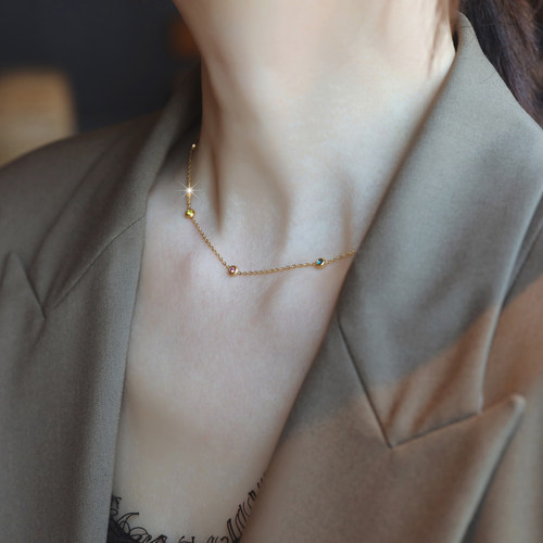 ZOXI洗澡可以戴钛钢水晶项链