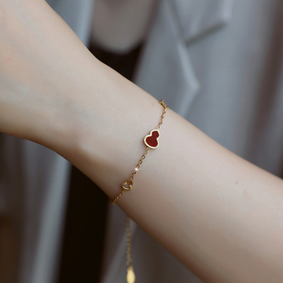 ZOXI2025新款 旺财好运红色葫芦手链轻奢小众精致不掉色礼物女 爆款