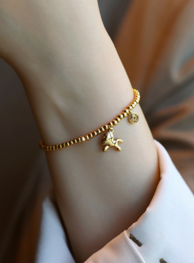 ZOXI马年本命年马上有钱小马手链女款2025新款轻奢小众圆珠不掉色