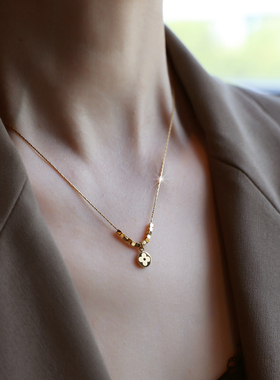 ZOXI不掉色碎碎金四叶草项链女款