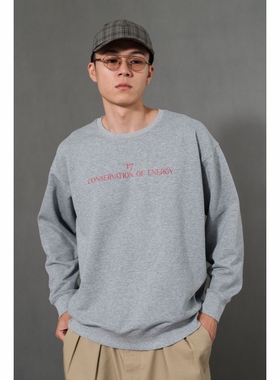 ABBOZZO｜灰色简约印花圆领卫衣