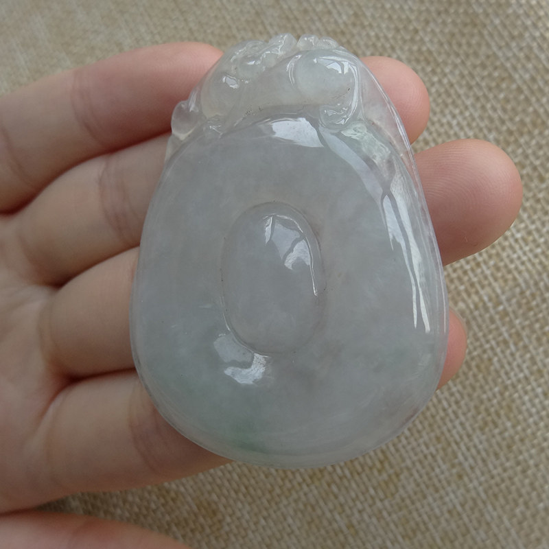 天然翡翠A货 福在眼前玉坠吊坠如意男款玉佩大件厚装大气挂件福贝