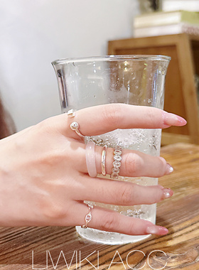 s925纯银韩版重工开口戒指不掉色