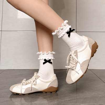 冉言2026春新品系带丝绸芭蕾运动休闲鞋女德训阿甘鞋