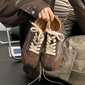 冉言小众百搭复古软底单鞋 ins风薄底单鞋 女棕色德训鞋 轻便板鞋