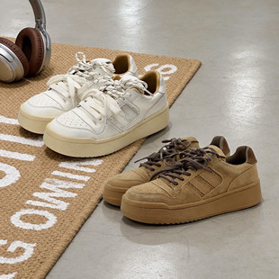 女加绒百搭舒适运动休闲鞋 冉言2026春新款 厚底复古圆头板鞋