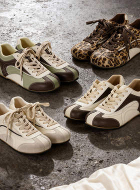 冉言2026春韩版小众圆头复古百搭板鞋女运动慢跑休闲德训鞋阿甘鞋