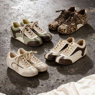 冉言2026春韩版小众圆头复古百搭板鞋女运动慢跑休闲德训鞋阿甘鞋