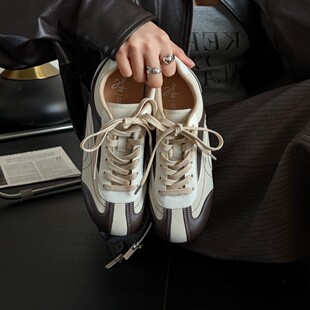 韩系百搭 女软底运动休闲鞋 增高5cm冉言2026春新款 复古德训鞋
