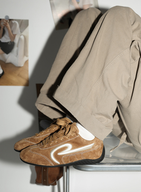 头层真皮~冉言韩女运动慢跑休闲鞋真皮德训鞋女原创电绣芭蕾鞋女