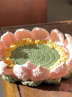 小师妹手作好运莲莲荷叶杯垫编织diy材料包毛线钩针礼物送同事