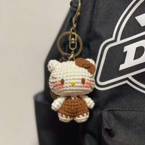 Kitty咖啡凯蒂包挂件钥匙扣手工diy钩针毛线编织材料包针织玩偶